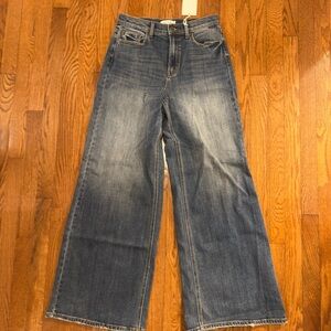 Cello Wide-Leg Jeans in Faded Blue Denim